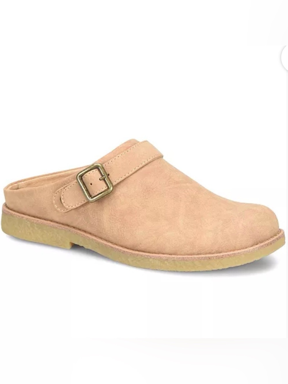 boc Light Tan Suede Buckle-Accent Mule